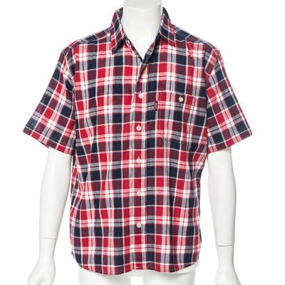 CONVERSEチェック半袖シャツｘ半袖Tシャツ（２点セット）（レッド）