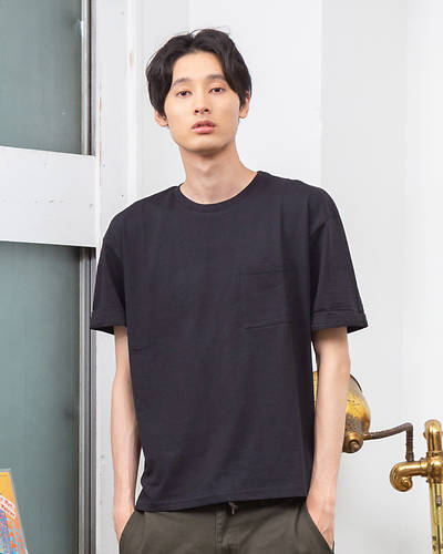 天竺ルーズ半袖tシャツ ブラック メンズファッションプラス