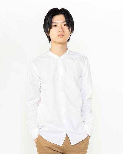 日本製ナノファイン加工ワンウォッシュブロードバンドカラーシャツ（ホワイト）