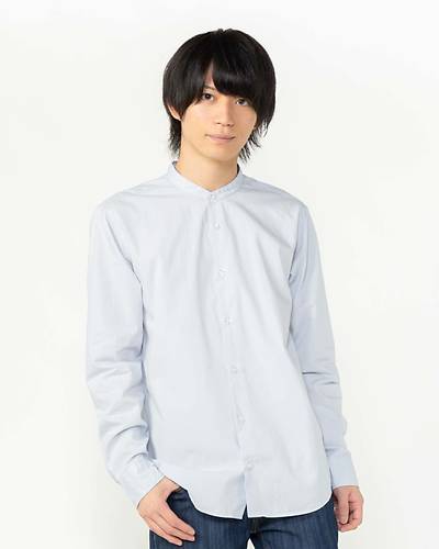 日本製ナノファイン加工ワンウォッシュブロードバンドカラーシャツ（シルバーブルー）