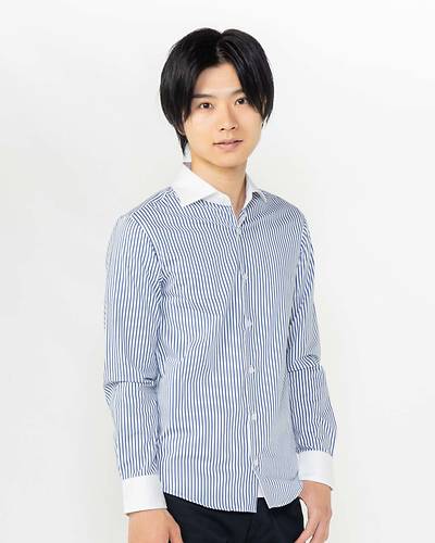 日本製ホリゾンタルカラークレリックデザインシャツ（ネイビー）